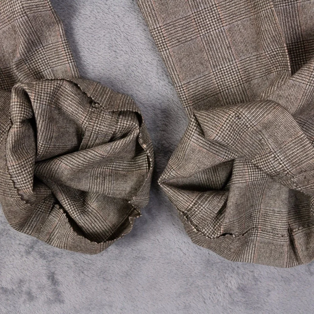 Brooks Brothers Mens 44x31 Wool Cashmere Glen Plaid Dress Pants Brown